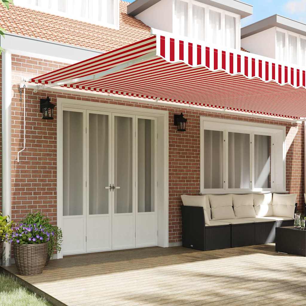 Povlačivi tende Crvena i bijela 600 × 350 cm Tkanina i Aluminij