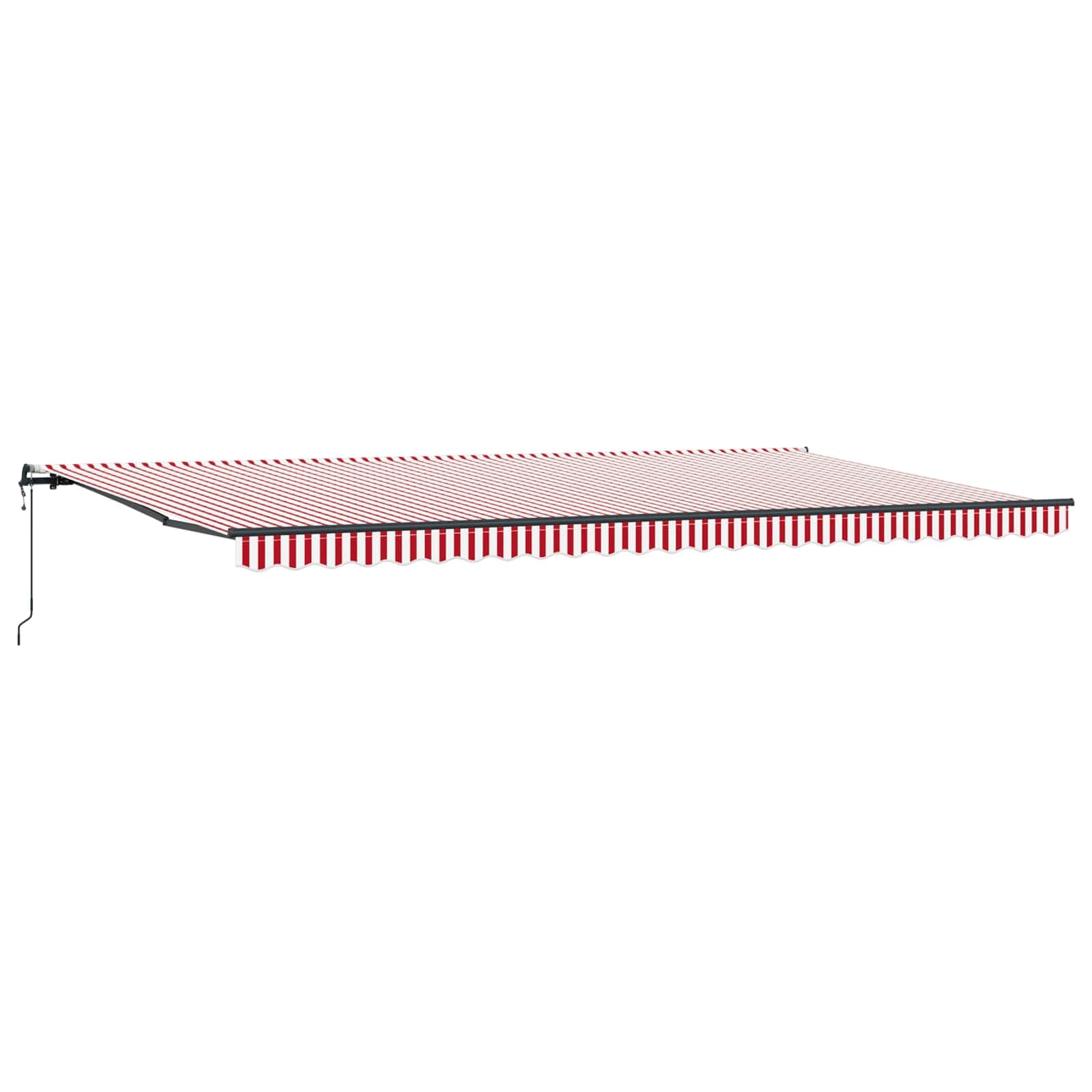 Skrovita tenda Crvena i bijela 600 × 350 cm Tkanina i Aluminij