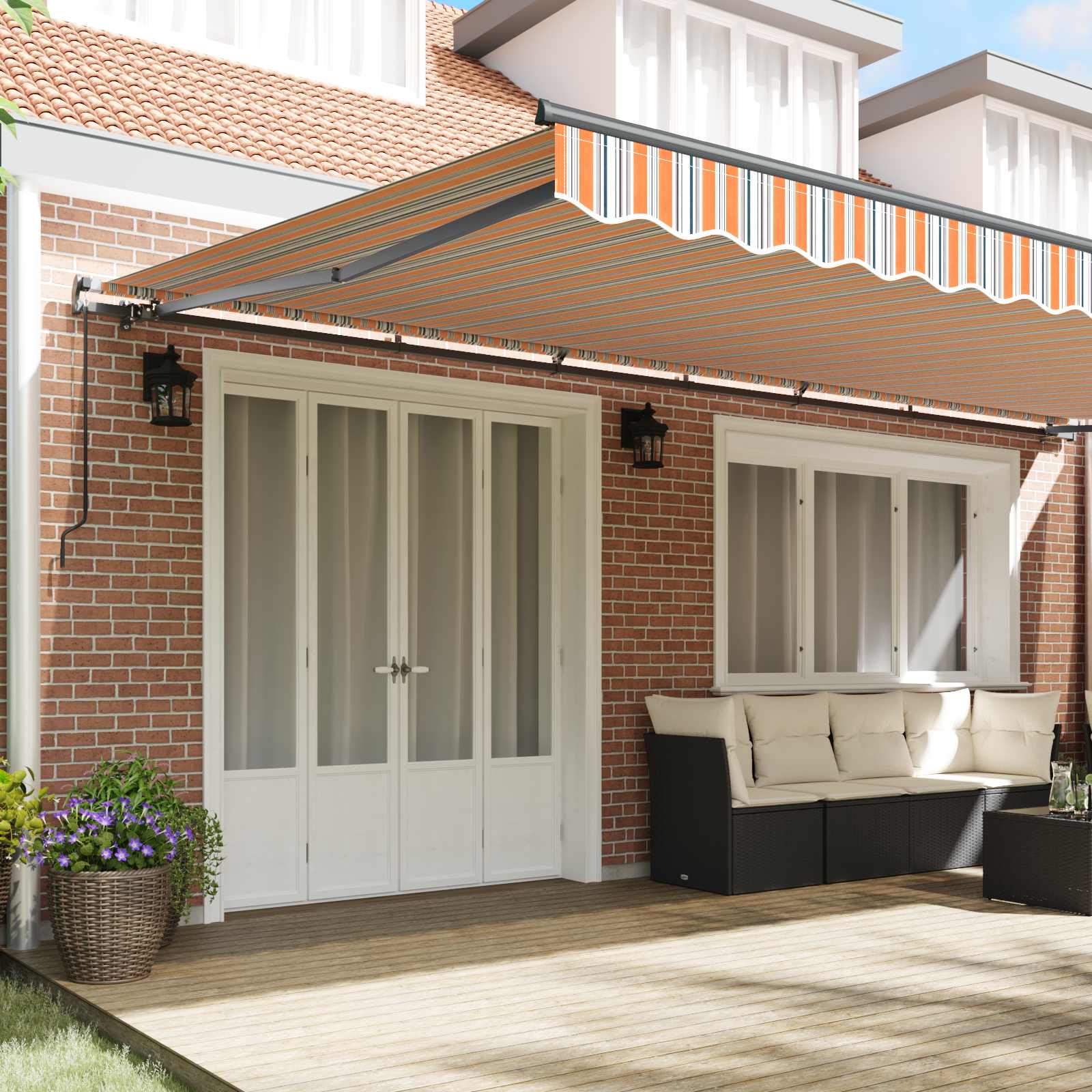 Povlačivi tende Šareni 600 × 350 cm Poliester i aluminij