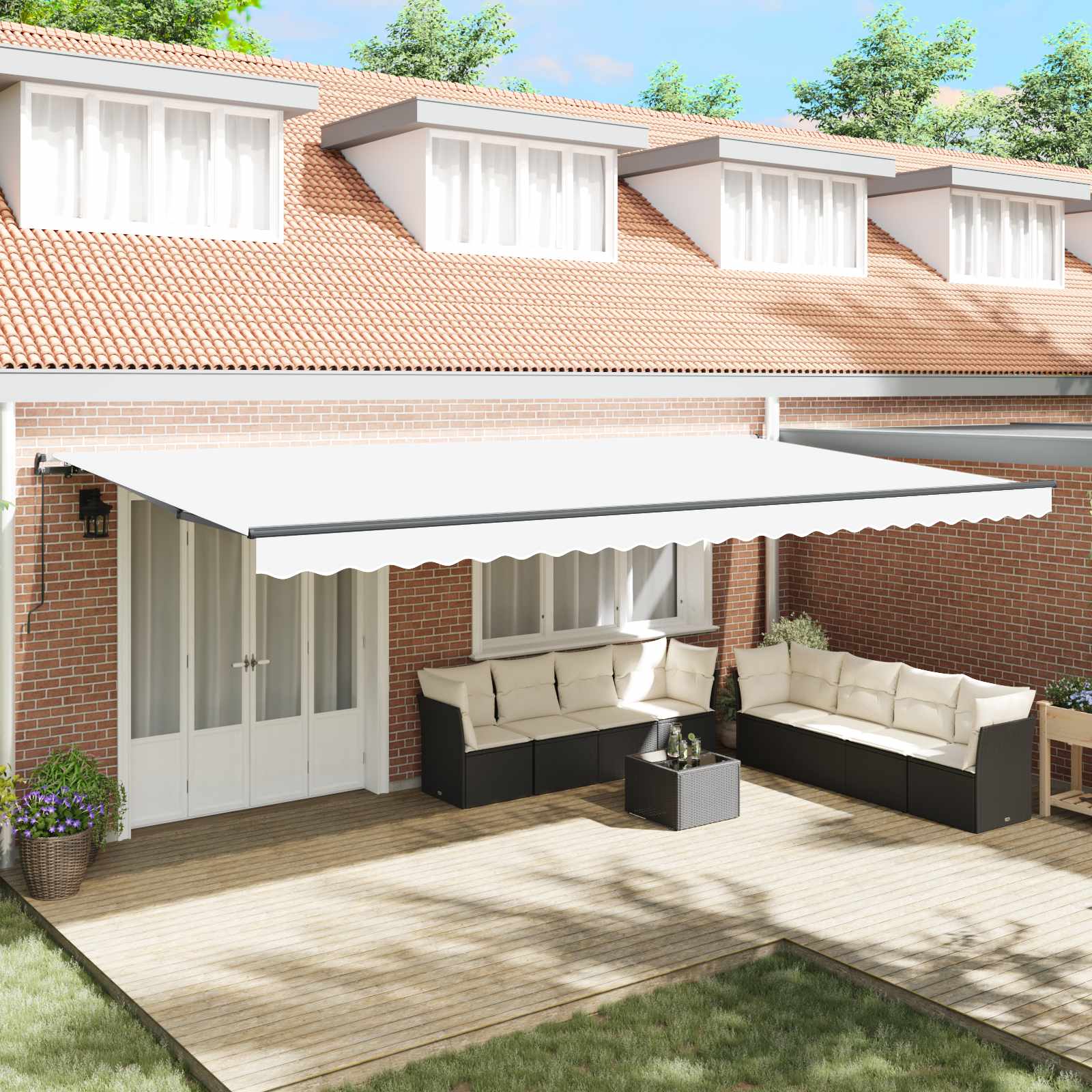 Povlačivi tende Bijela 600 × 350 cm Poliester i aluminij