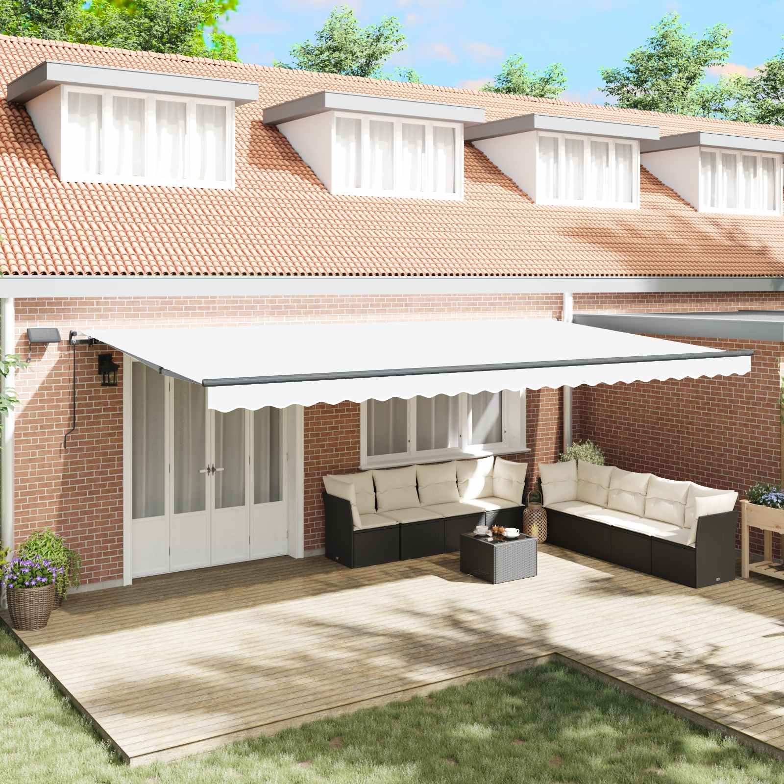 Povlačivi tende Bijela 600 × 350 cm Tkanina i Aluminij