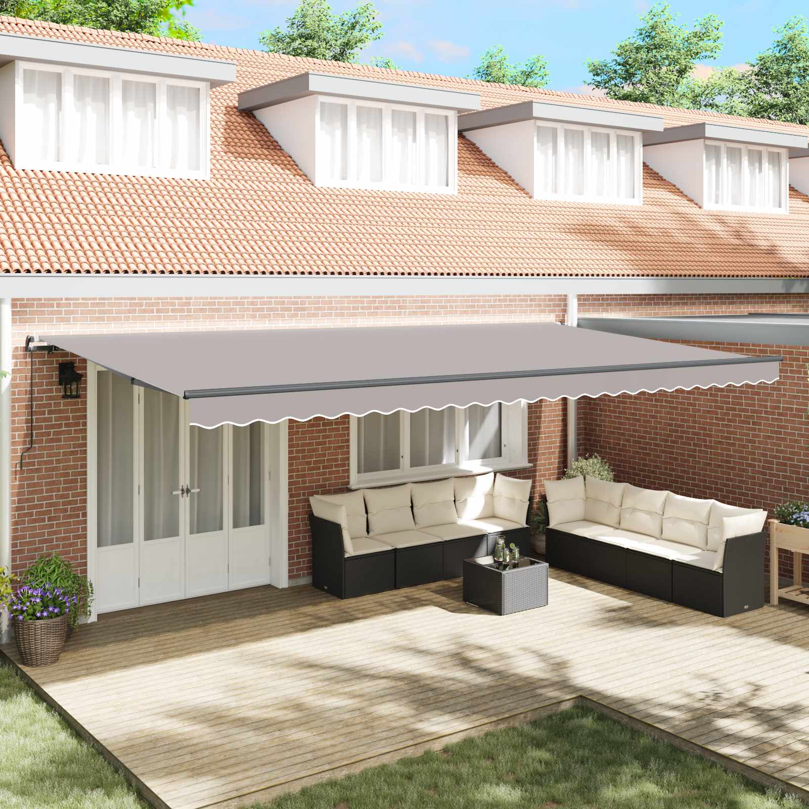 Skrovita tenda Svijetlo siva 600 × 350 cm Poliester i čelik