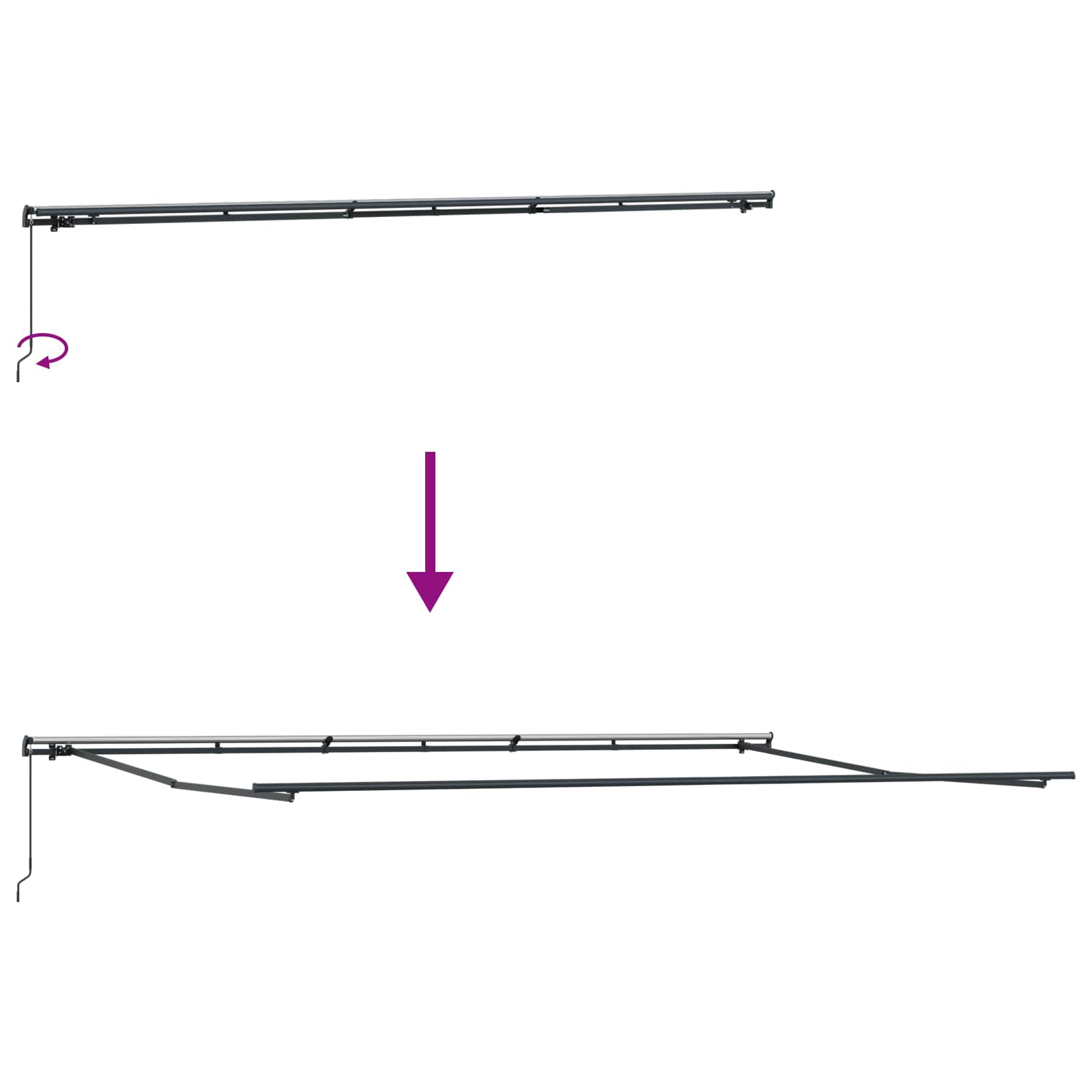 Skrovita tenda Svijetlo siva 600 × 350 cm Poliester i čelik