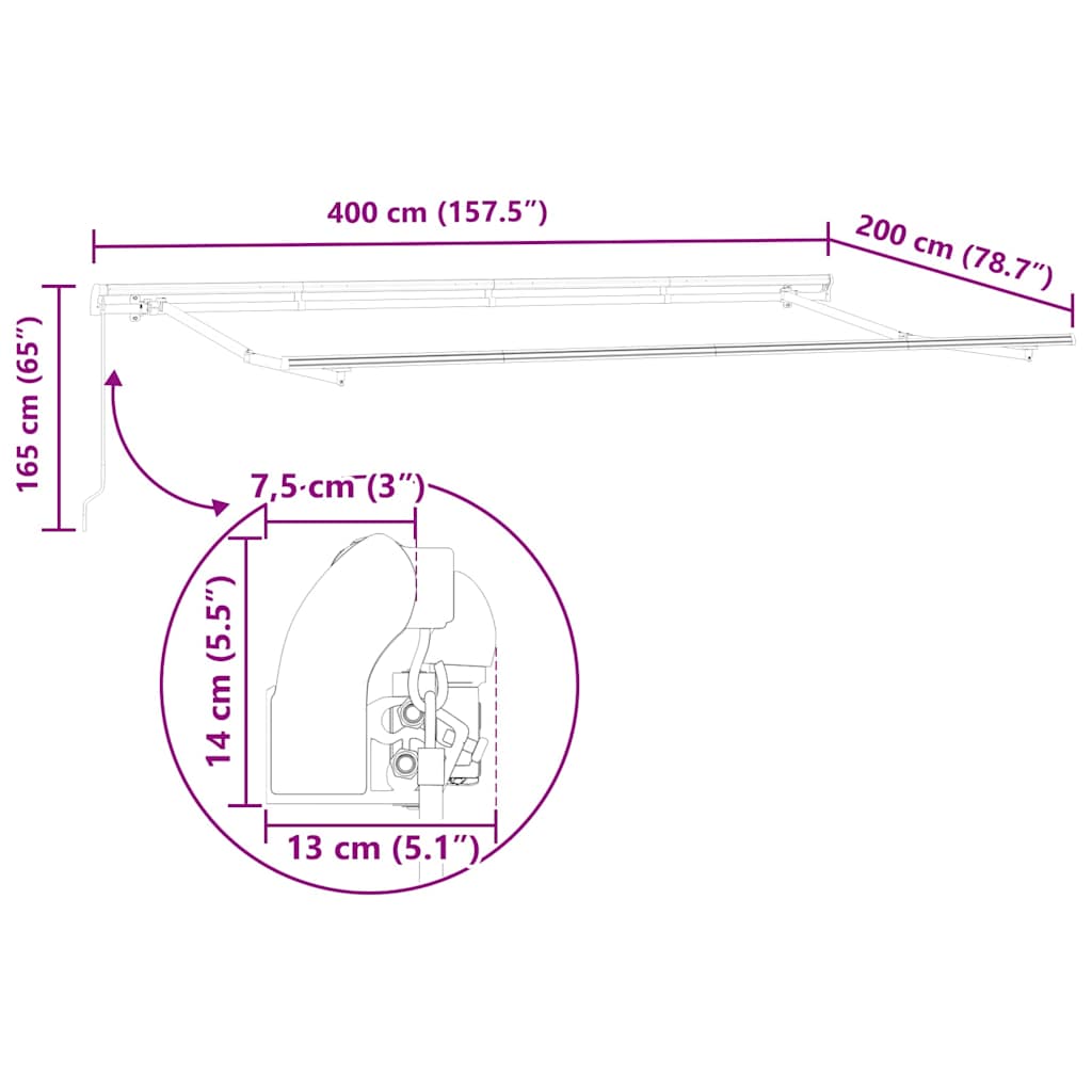 Okvir tende Bijelo 4 x 2 m Metal