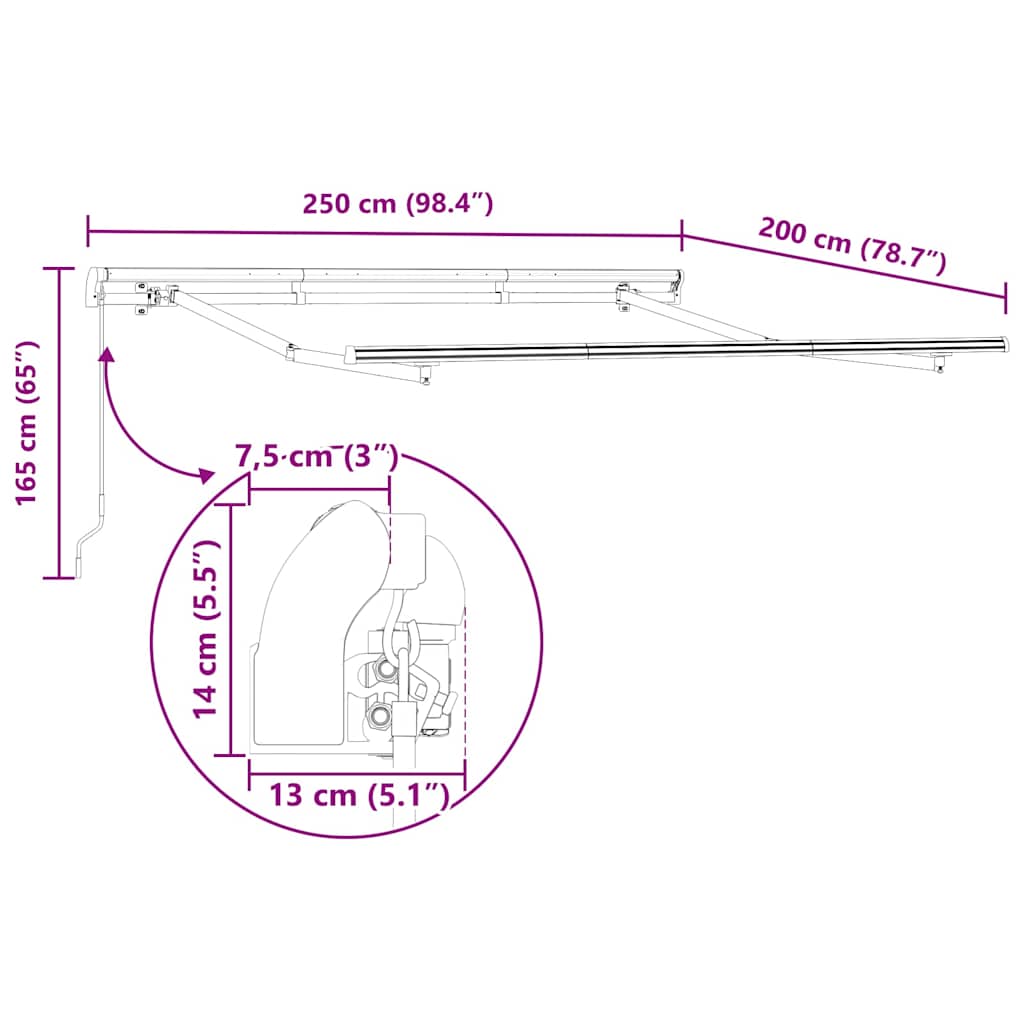 Okvir tende Antracit 2,5 x 2 m Metal