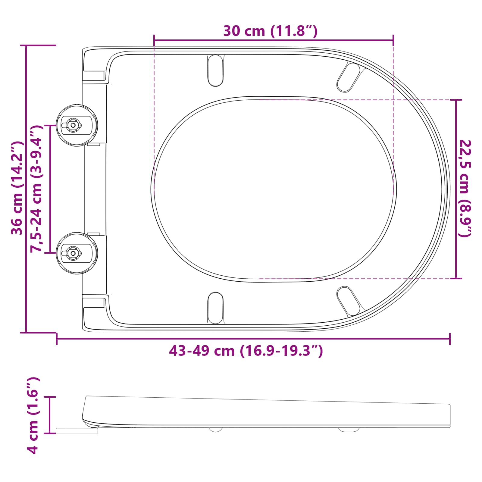 WC daska Siva 49 x 36 x 4 cm Duroplast