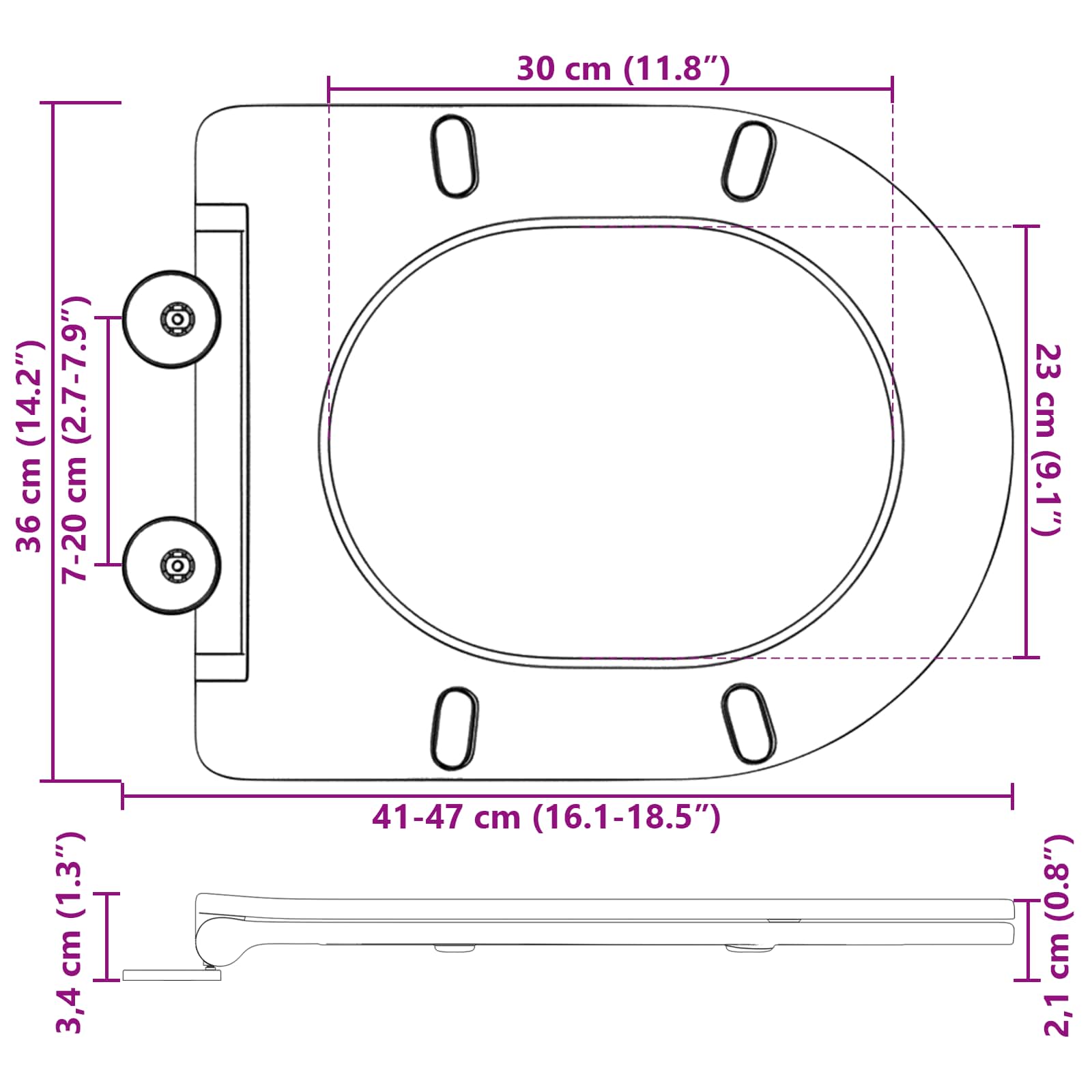WC daska Siva 47 x 36 x 3,4 cm Duroplast