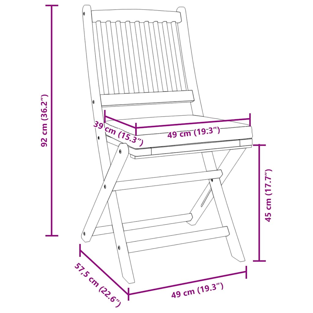 Sklopiva stolica s jastukom 4 pcs Siva 49 x 57,5 x 92 cm