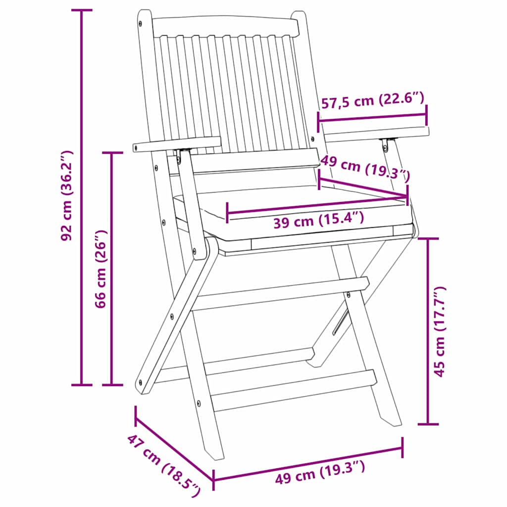 Sklopiva stolica s jastukom 4 pcs Bijelo 49 x 57,5 x 92 cm
