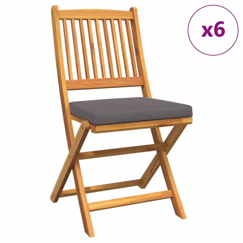 Sklopiva stolica s jastukom 6 pcs Siva 49 x 57,5 x 92 cm