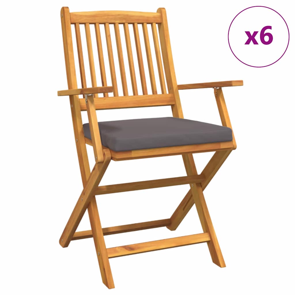 Sklopiva stolica s jastukom 6 pcs Siva 49 x 57,5 x 92 cm