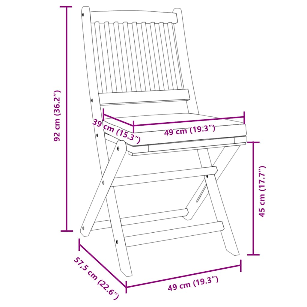 Sklopiva stolica s jastukom 8 pcs Bijelo 49 x 57,5 x 92 cm