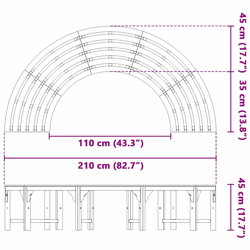 Klupa pod drvetom 2 pcs Prirodna 160 x 80 x 45cm