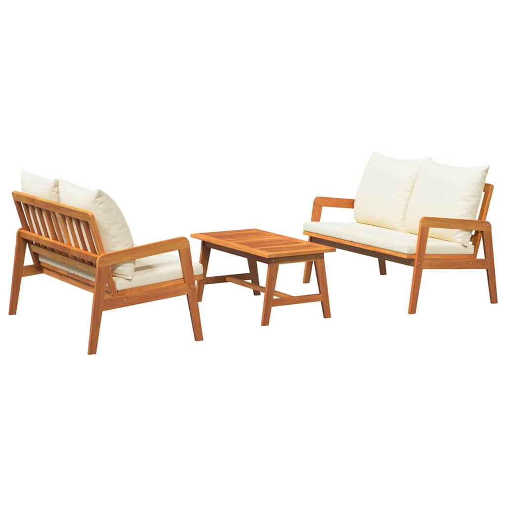 Bistro set s jastukom 3 pcs Smeđa Čvrsto drvo akacije