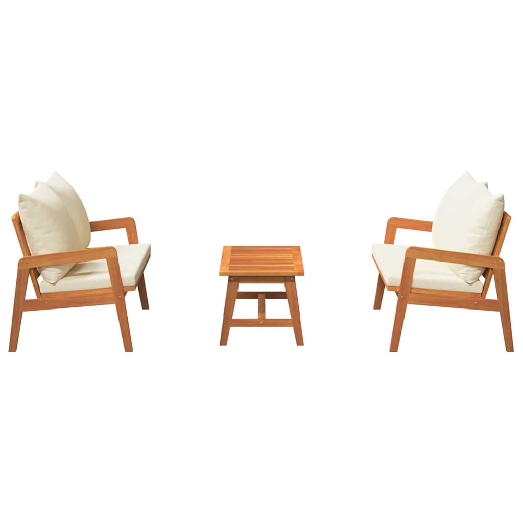 Bistro set s jastukom 3 pcs Smeđa Čvrsto drvo akacije