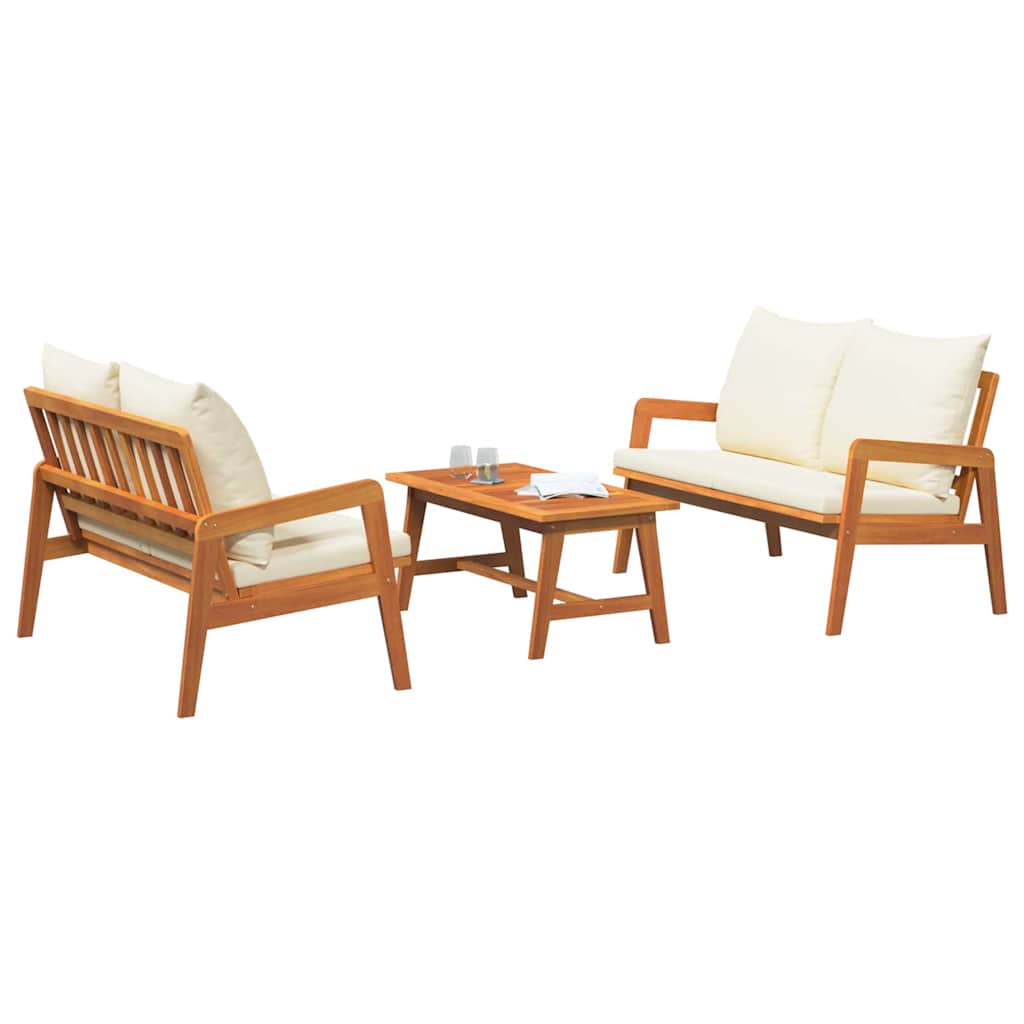 Bistro set s jastukom 3 pcs Smeđa Čvrsto drvo akacije