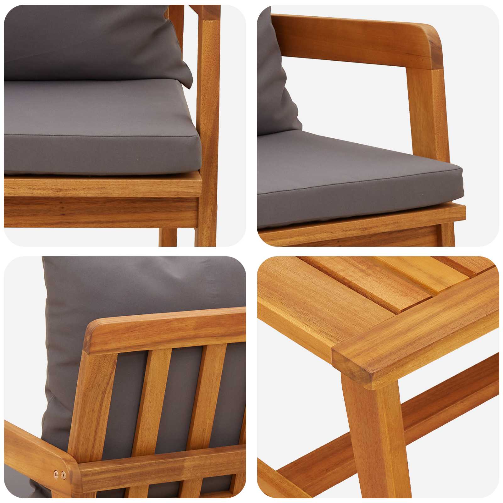 Bistro set s jastukom 3 pcs Smeđa Čvrsto drvo akacije