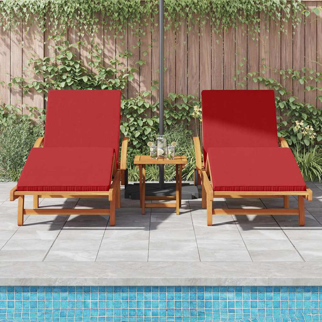 Ležaljka 2 pcs Crvena 200 x 67 x 84 cm Čvrsto drvo akacije