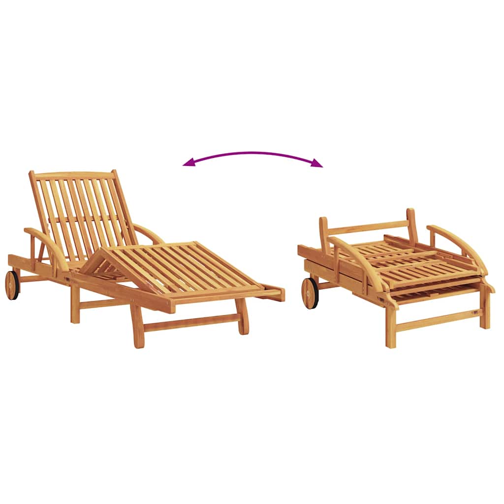 Ležaljka 2 pcs Crvena 200 x 67 x 84 cm Čvrsto drvo akacije
