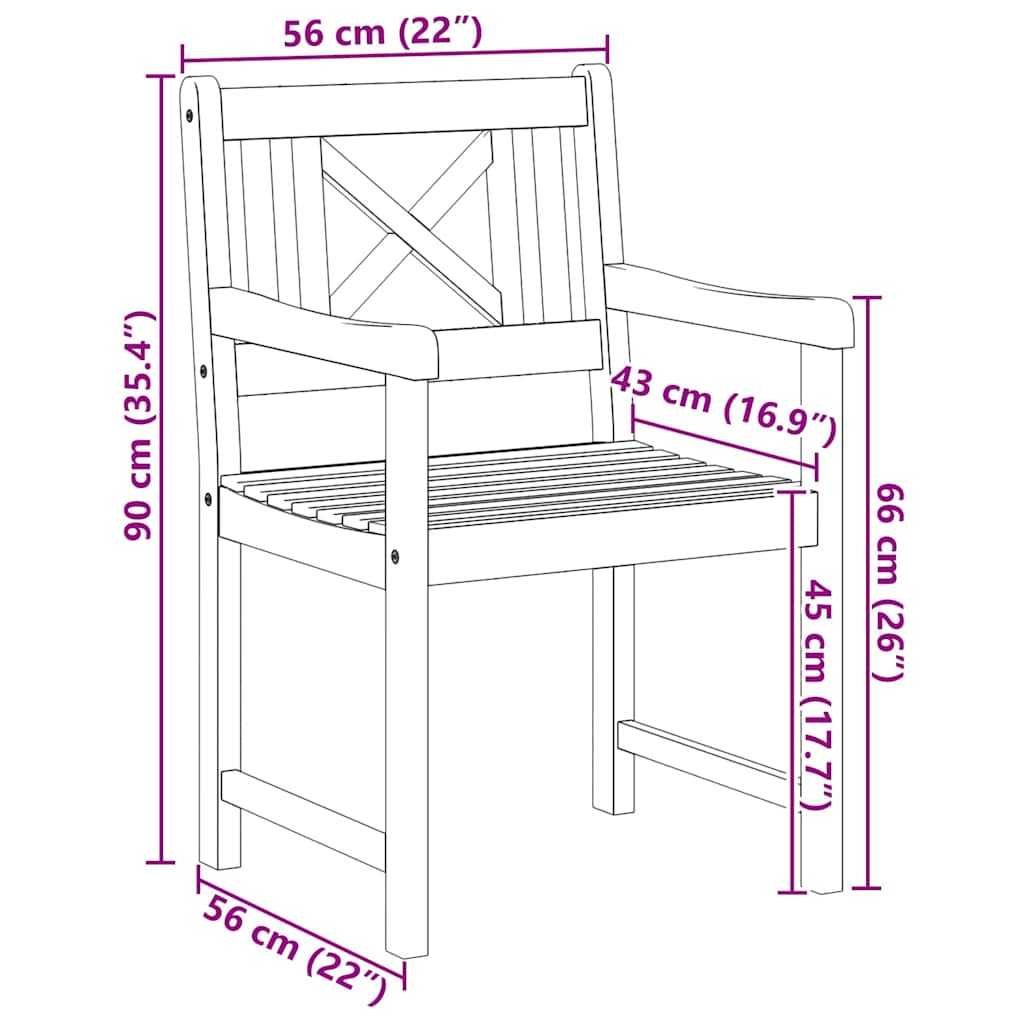 Vanjska klupa 8 pcs Prirodna 56 x 55,5 x 90 cm