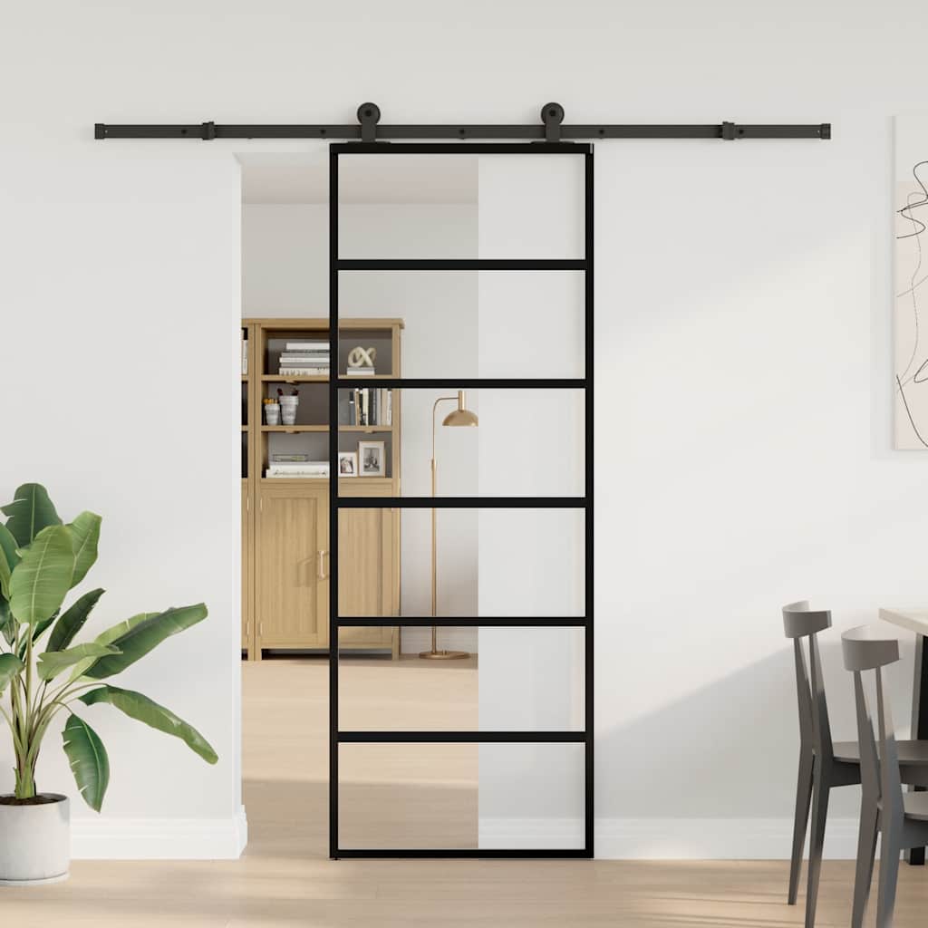 Klizna vrata s priborom 76 x 205 cm od ESG stakla i aluminija