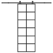 Klizna vrata s priborom 76 x 205 cm od ESG stakla i aluminija