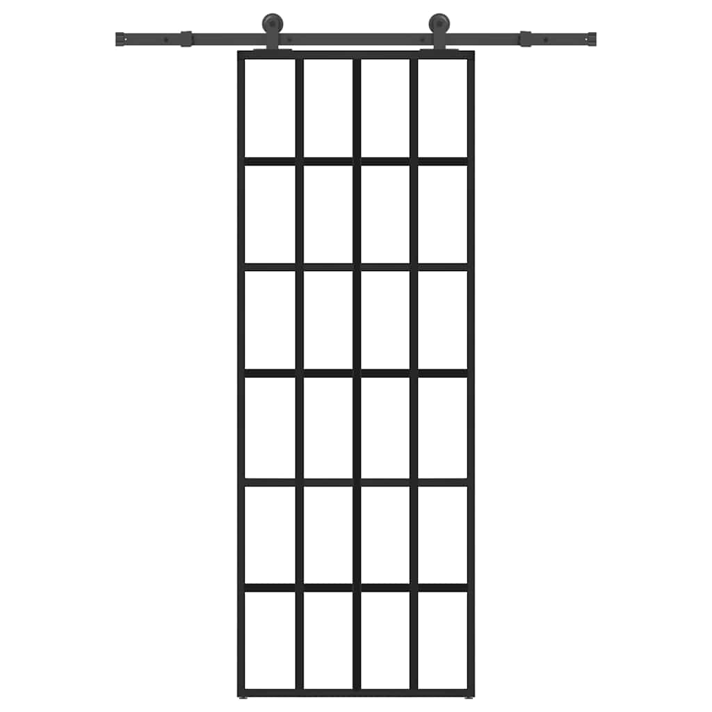 Klizna vrata s priborom 76 x 205 cm od ESG stakla i aluminija