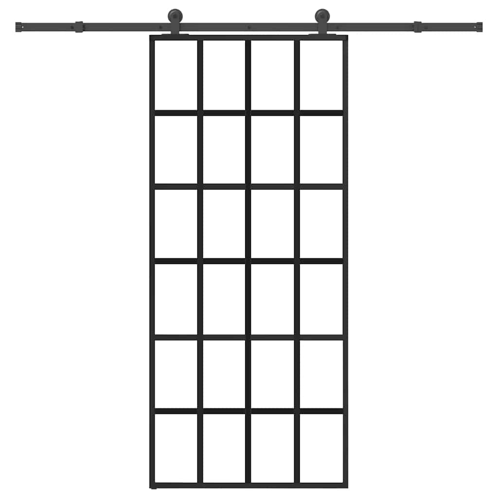 Klizna vrata s priborom 90 x 205 cm od ESG stakla i aluminija