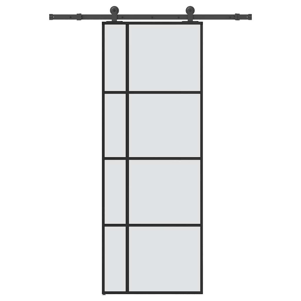 Klizna vrata s priborom 76 x 205 cm od ESG stakla i aluminija