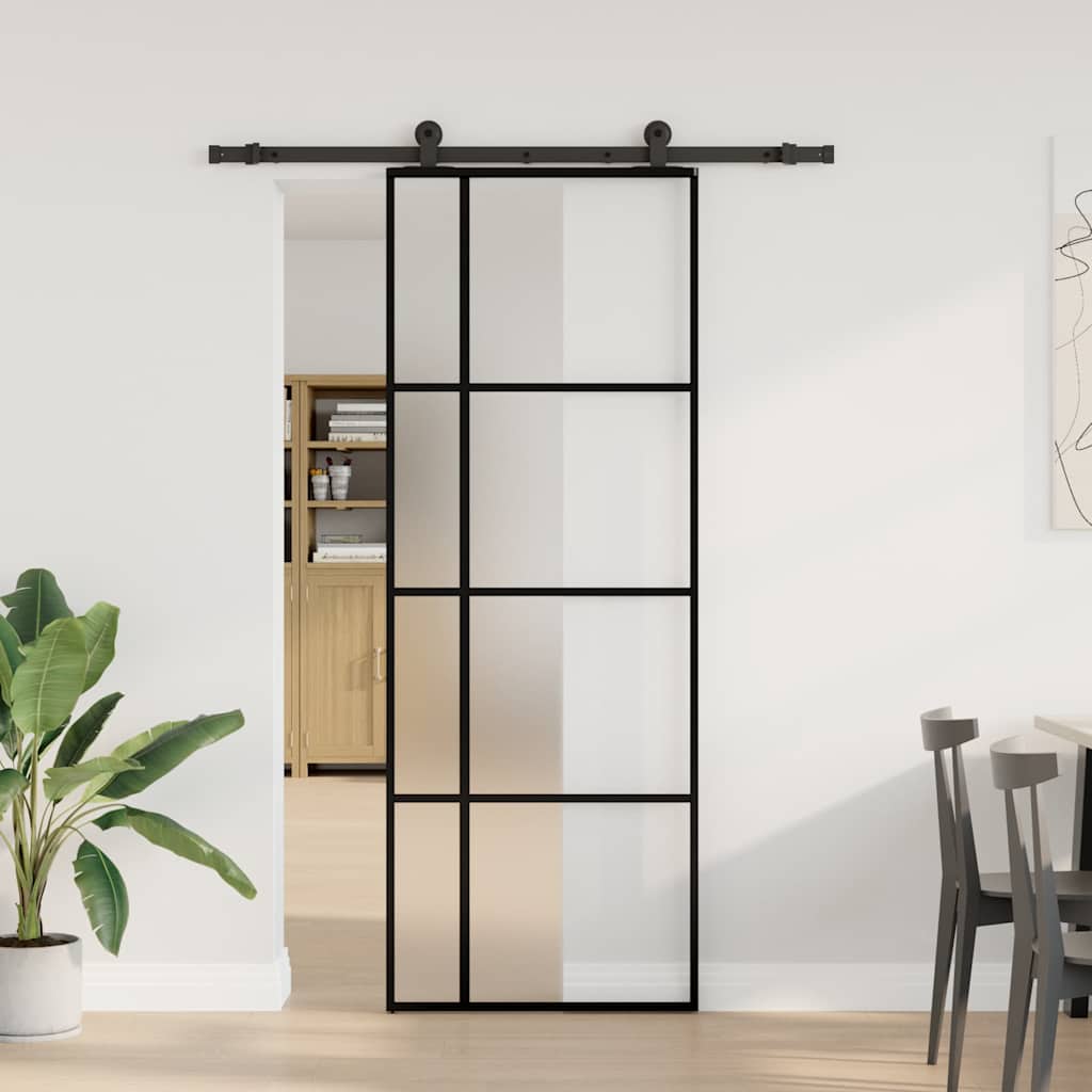 Klizna vrata s priborom 76 x 205 cm od ESG stakla i aluminija