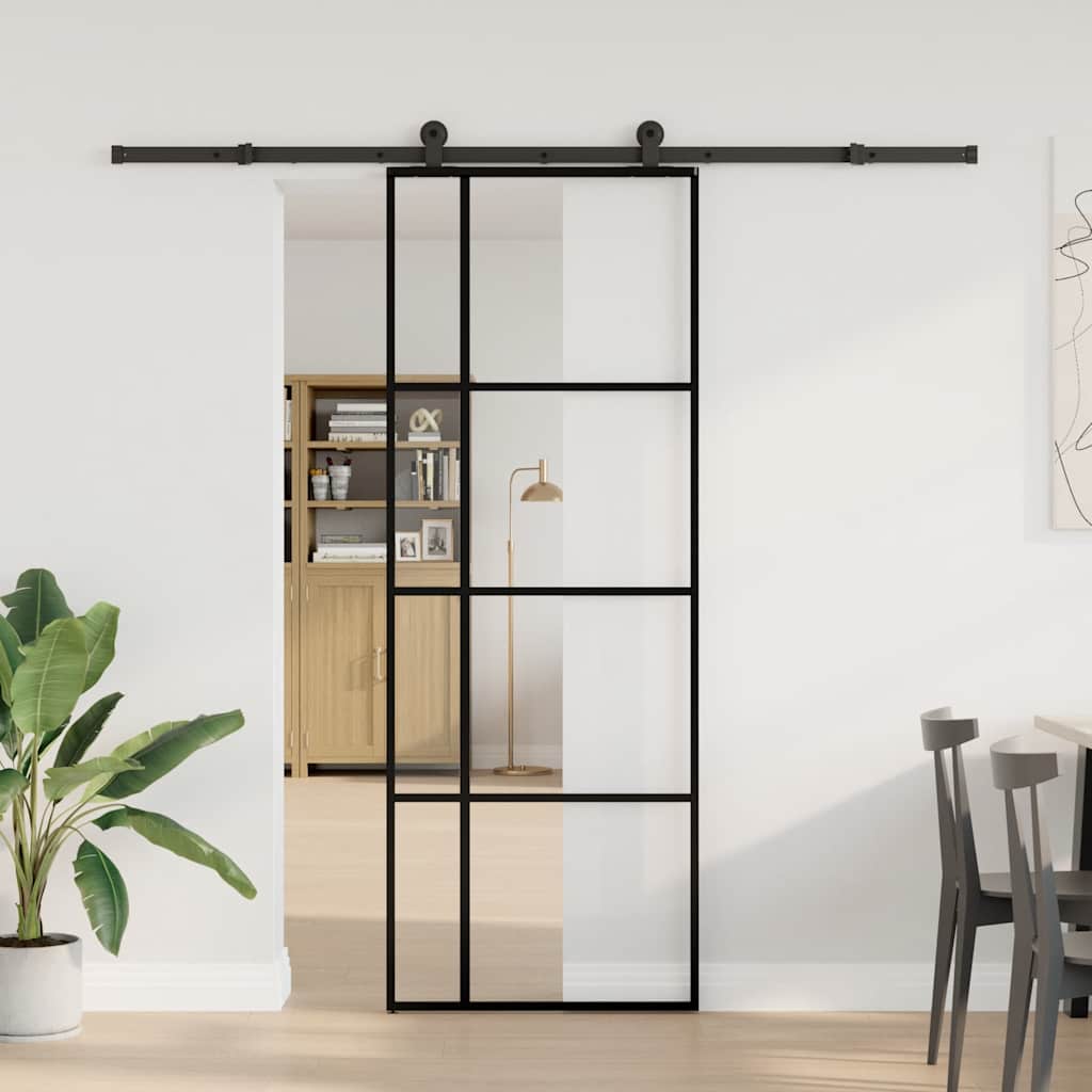 Klizna vrata s priborom 76 x 205 cm od ESG stakla i aluminija