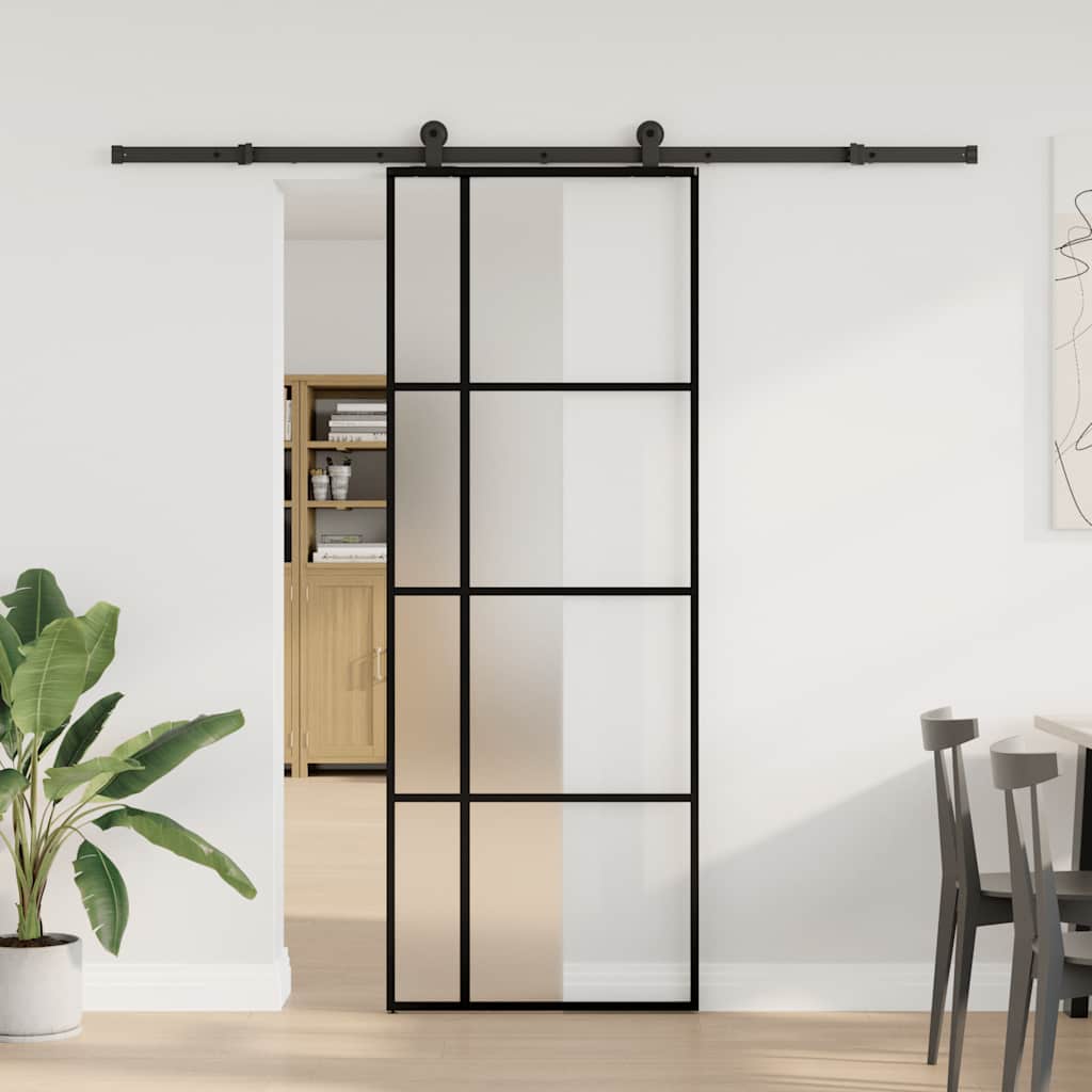 Klizna vrata s priborom 76 x 205 cm od ESG stakla i aluminija