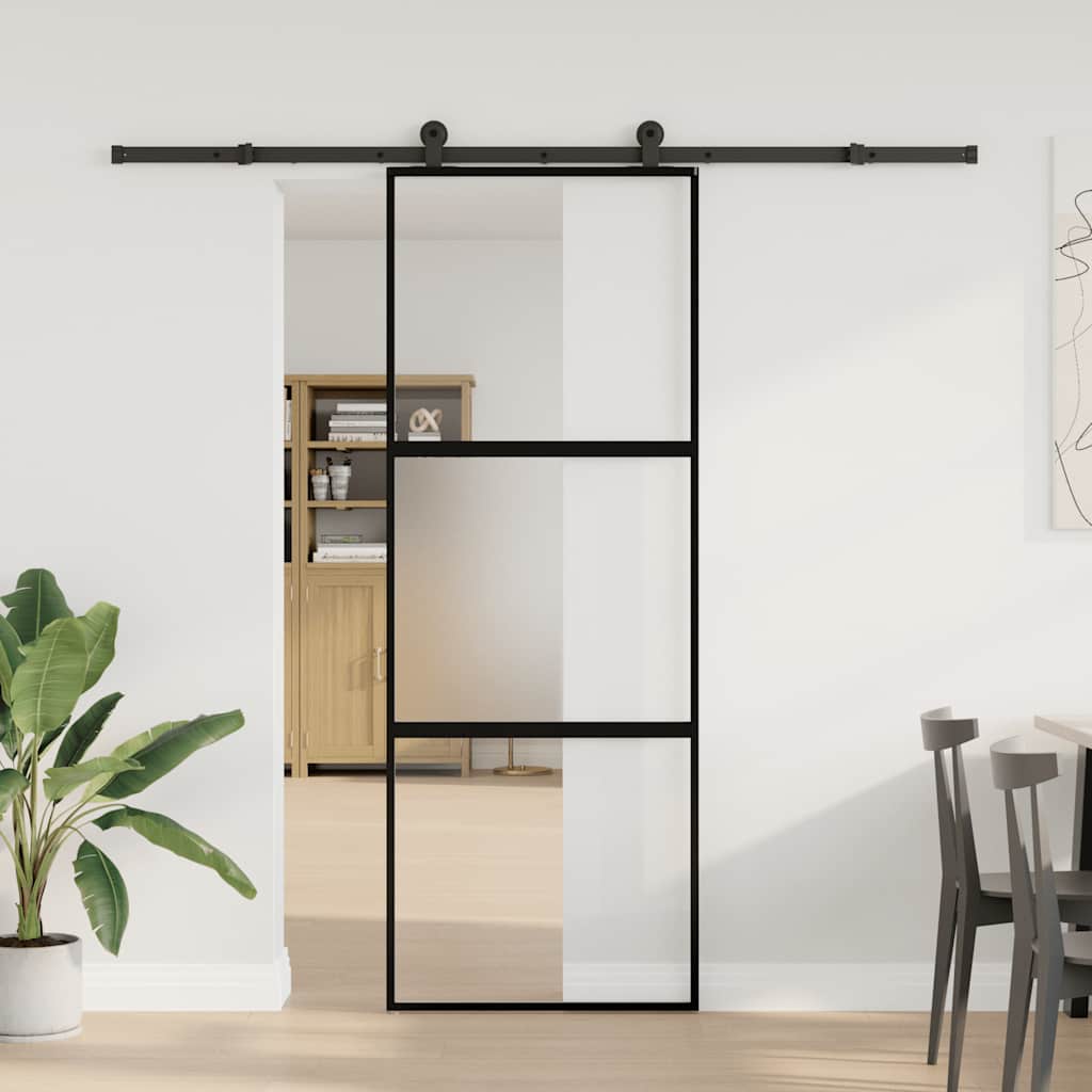 Klizna vrata s priborom 76 x 205 cm kaljeno staklo i aluminij