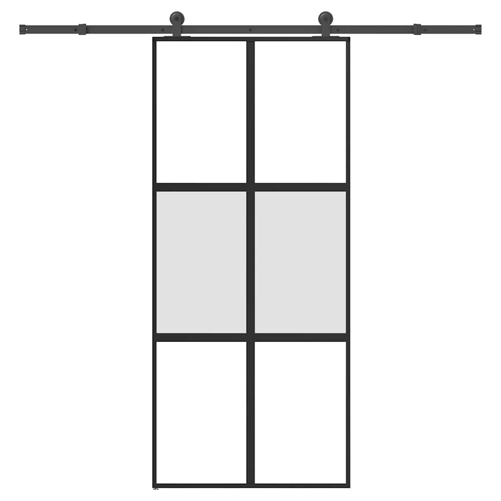Klizna vrata s priborom 90 x 205 cm kaljeno staklo i aluminij