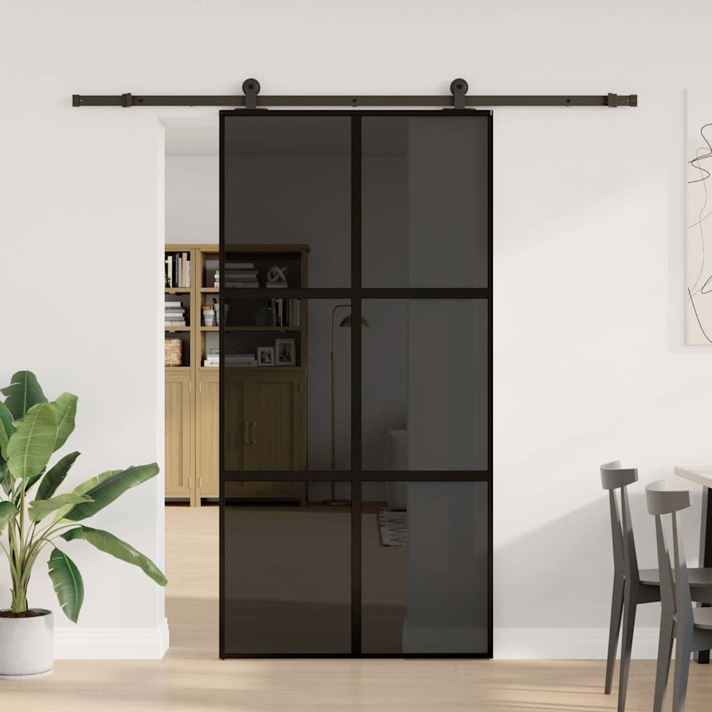 Klizna vrata s priborom 102,5x205 cm kaljeno staklo i aluminij