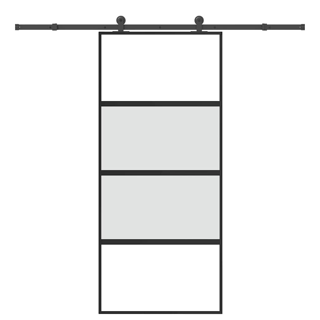 Klizna vrata s priborom 90 x 205 cm kaljeno staklo i aluminij