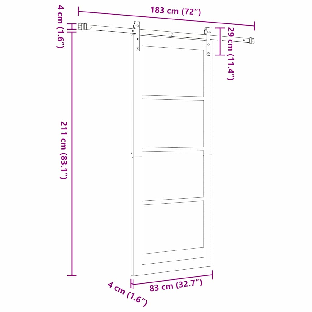 Klizna vrata ORKDAL Bijela i crna 83 x 211 cm