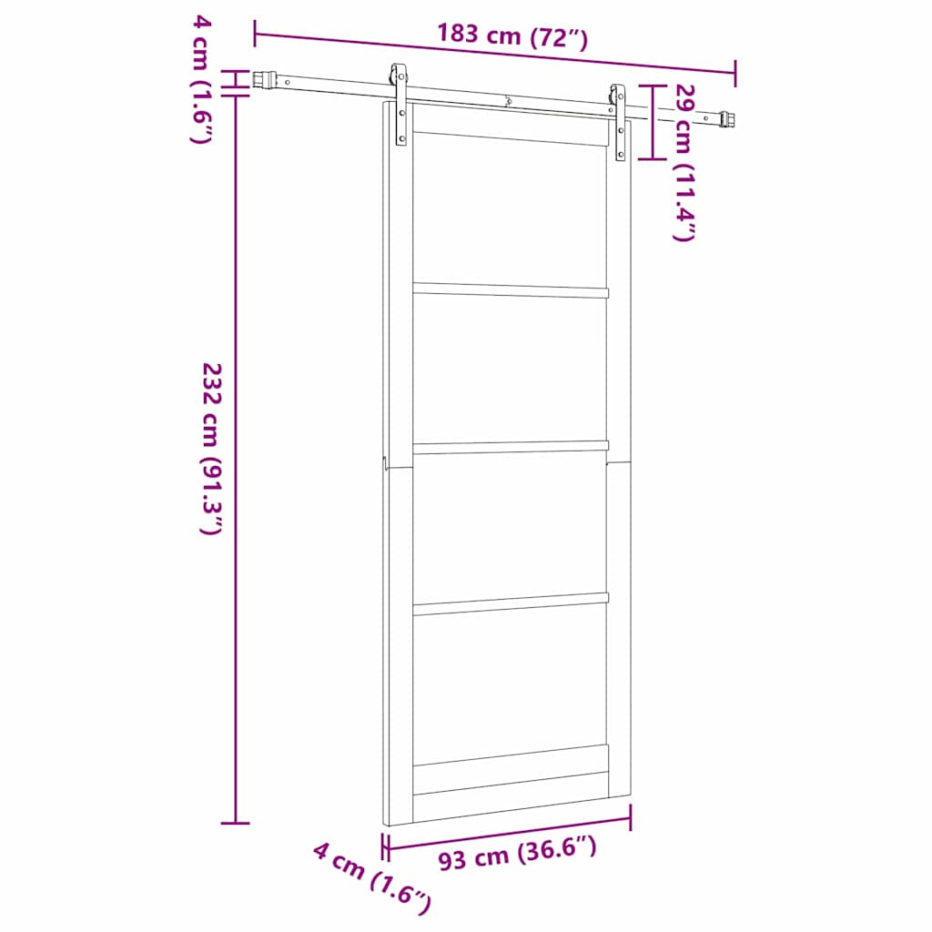 Klizna vrata ORKDAL Bijela i crna 93 x 232 cm