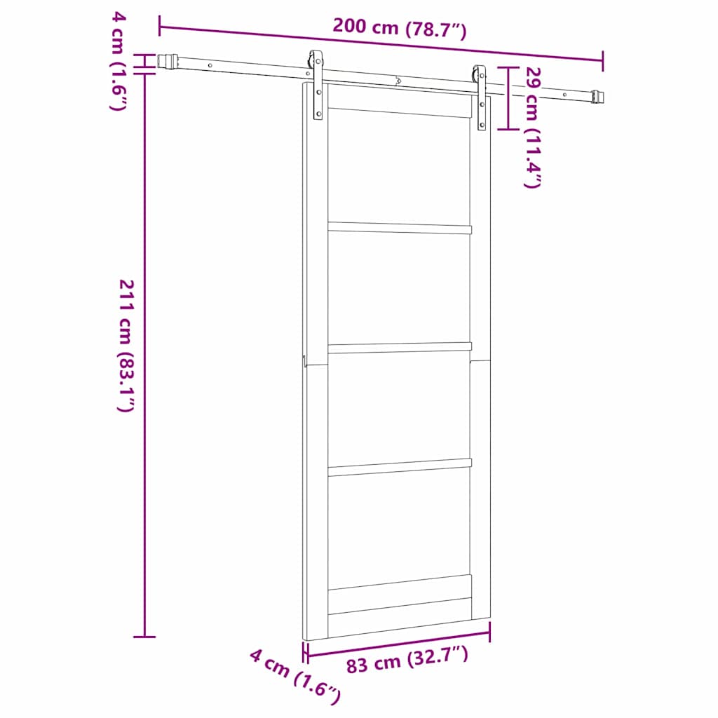 Klizna vrata ORKDAL Bijela i crna 83 x 211 cm