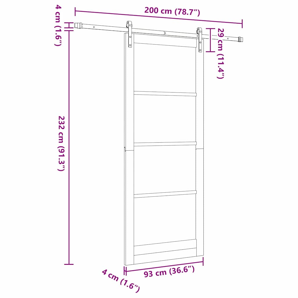 Klizna vrata ORKDAL Bijela i crna 93 x 232 cm