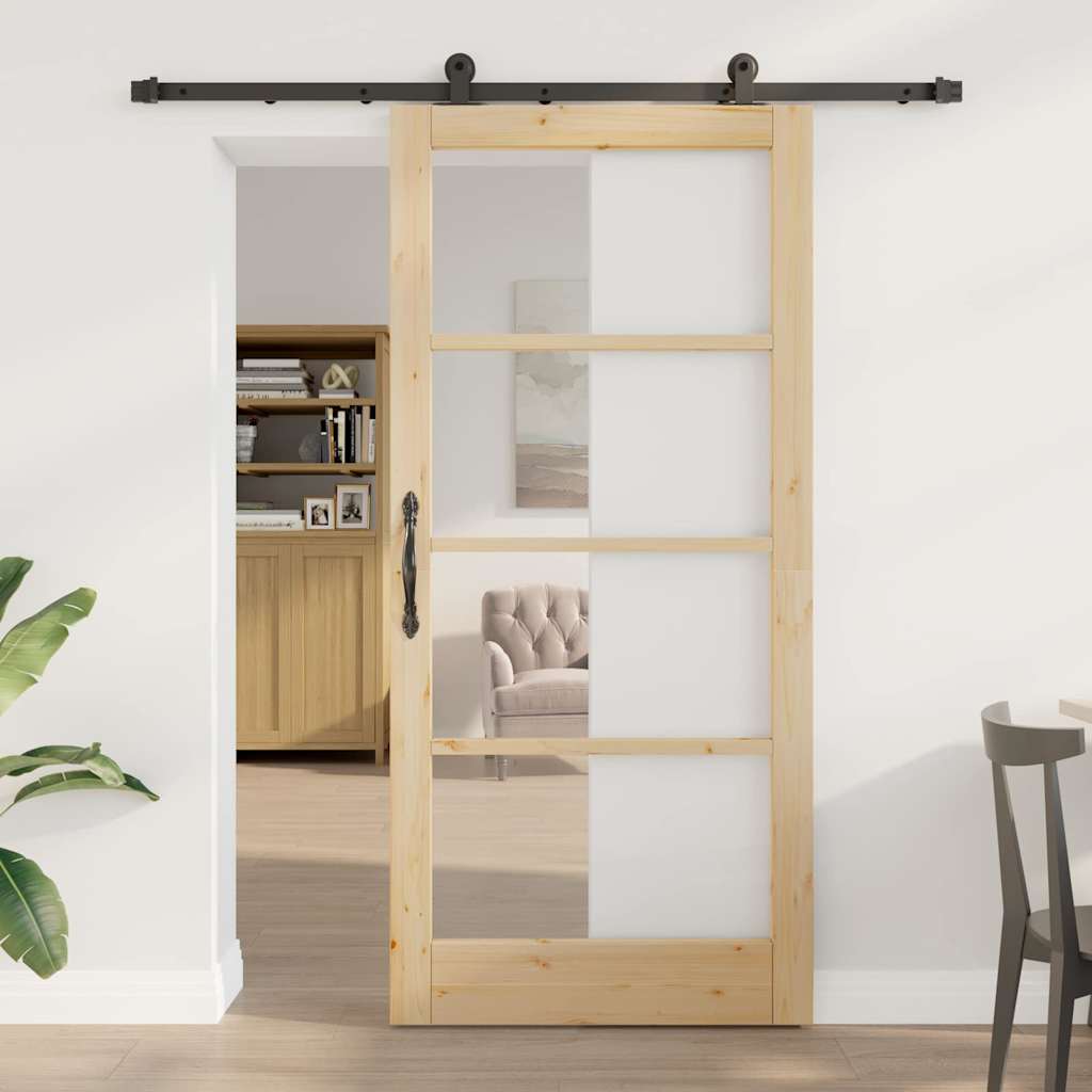 Klizna vrata ORKDAL 93 x 202 cm Masivna borovina i staklo