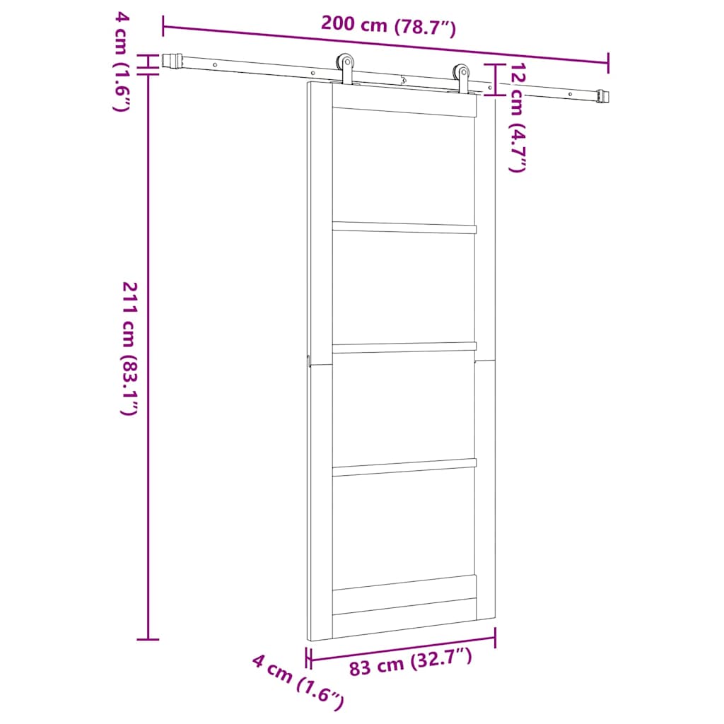 Klizna vrata ORKDAL Bijela i crna 83 x 211 cm