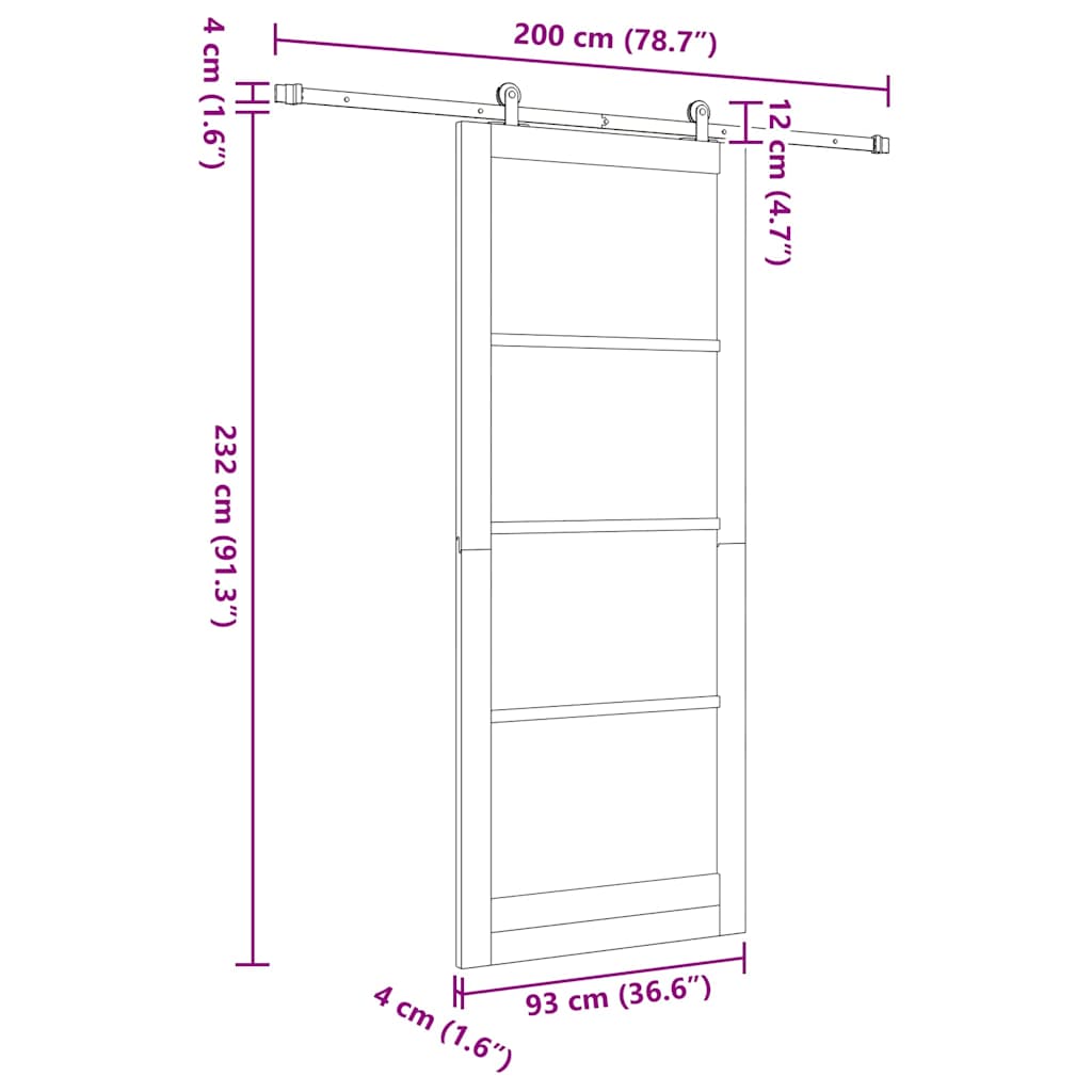 Klizna vrata ORKDAL Bijela i crna 93 x 232 cm