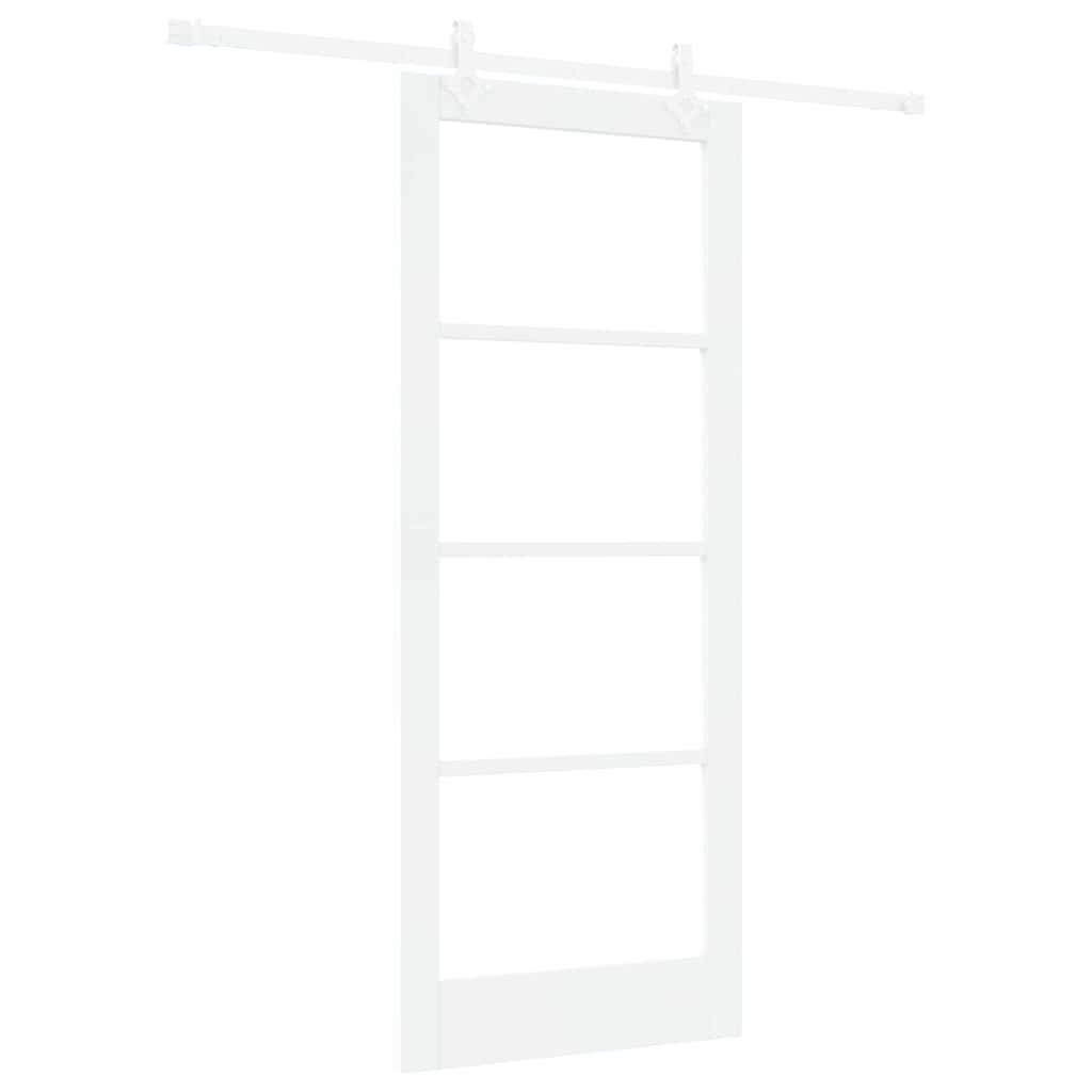 Klizna vrata Bijelo 83 x 202 cm Masivna borovina i staklo