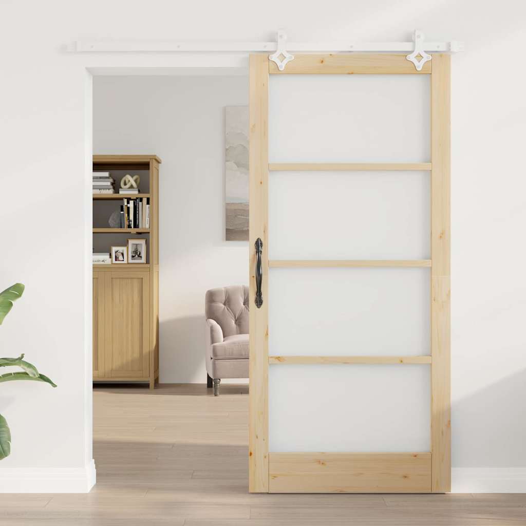 Klizna vrata Prirodna 93 x 202 cm Masivna borovina i staklo