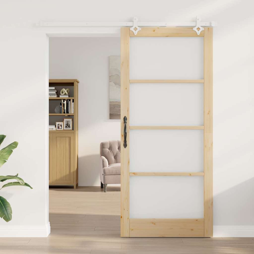 Klizna vrata Prirodna 93 x 211 cm Masivna borovina i staklo