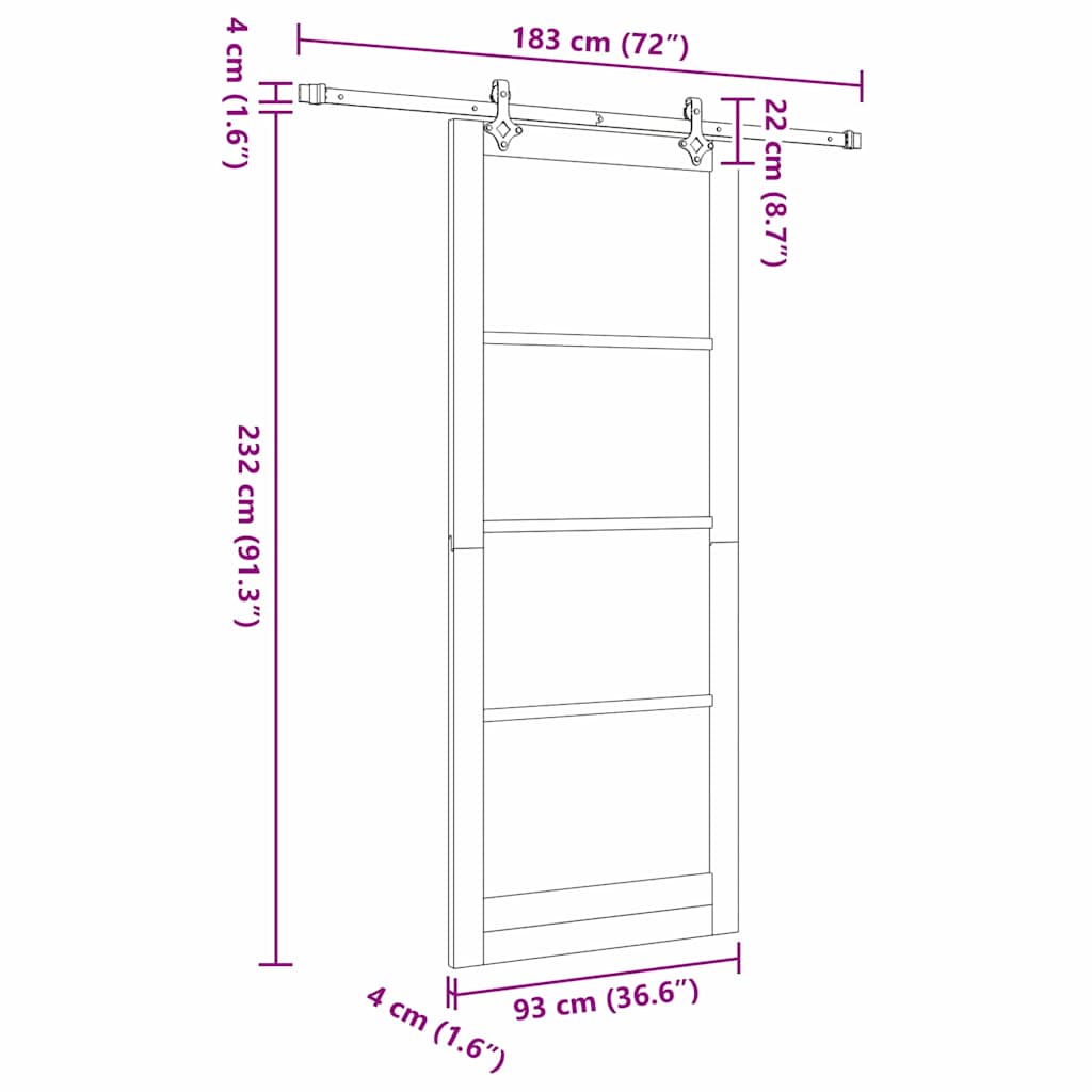 Klizna vrata Prirodna 93 x 232 cm Masivna borovina i staklo