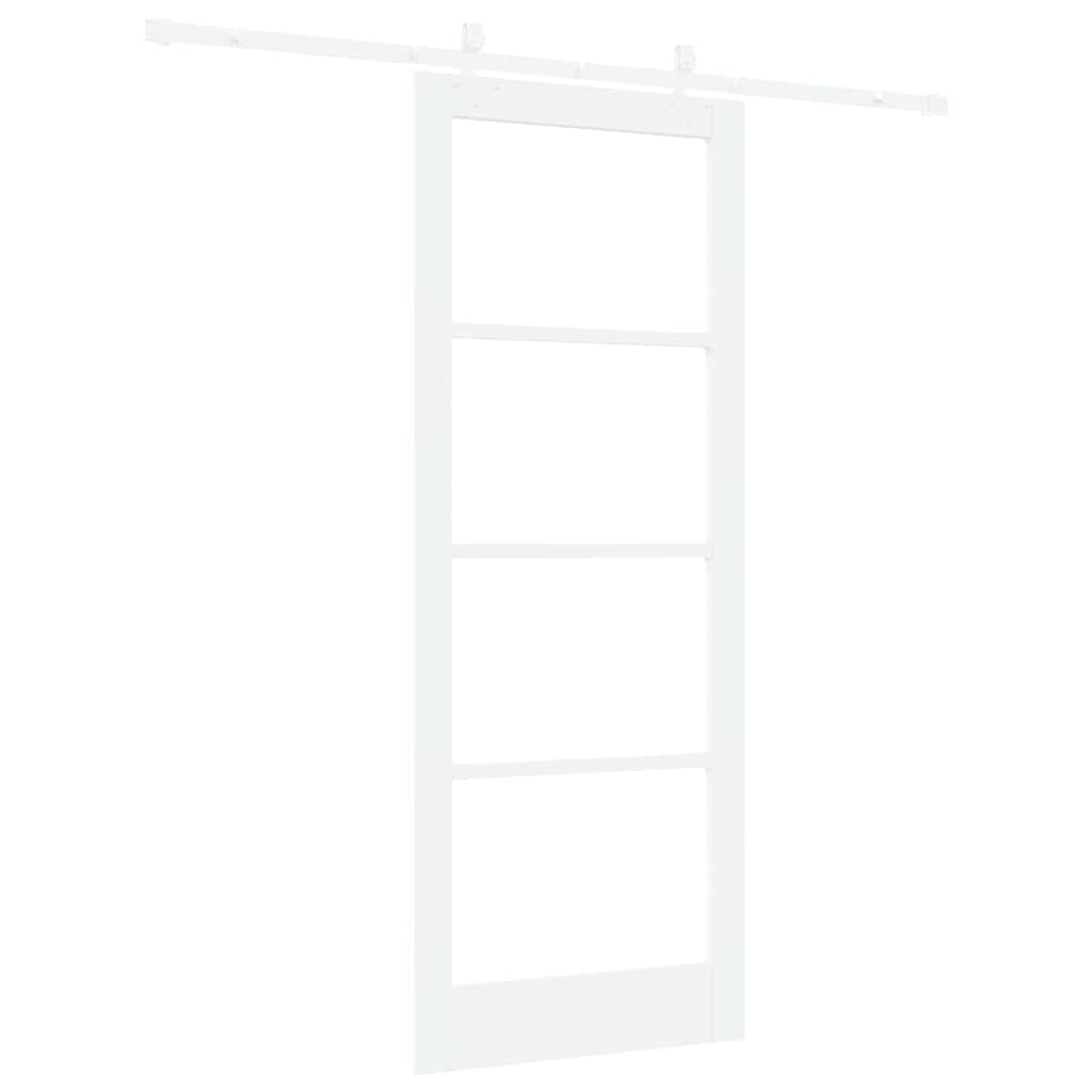 Klizna vrata Bijelo 83 x 211 cm Masivna borovina i staklo