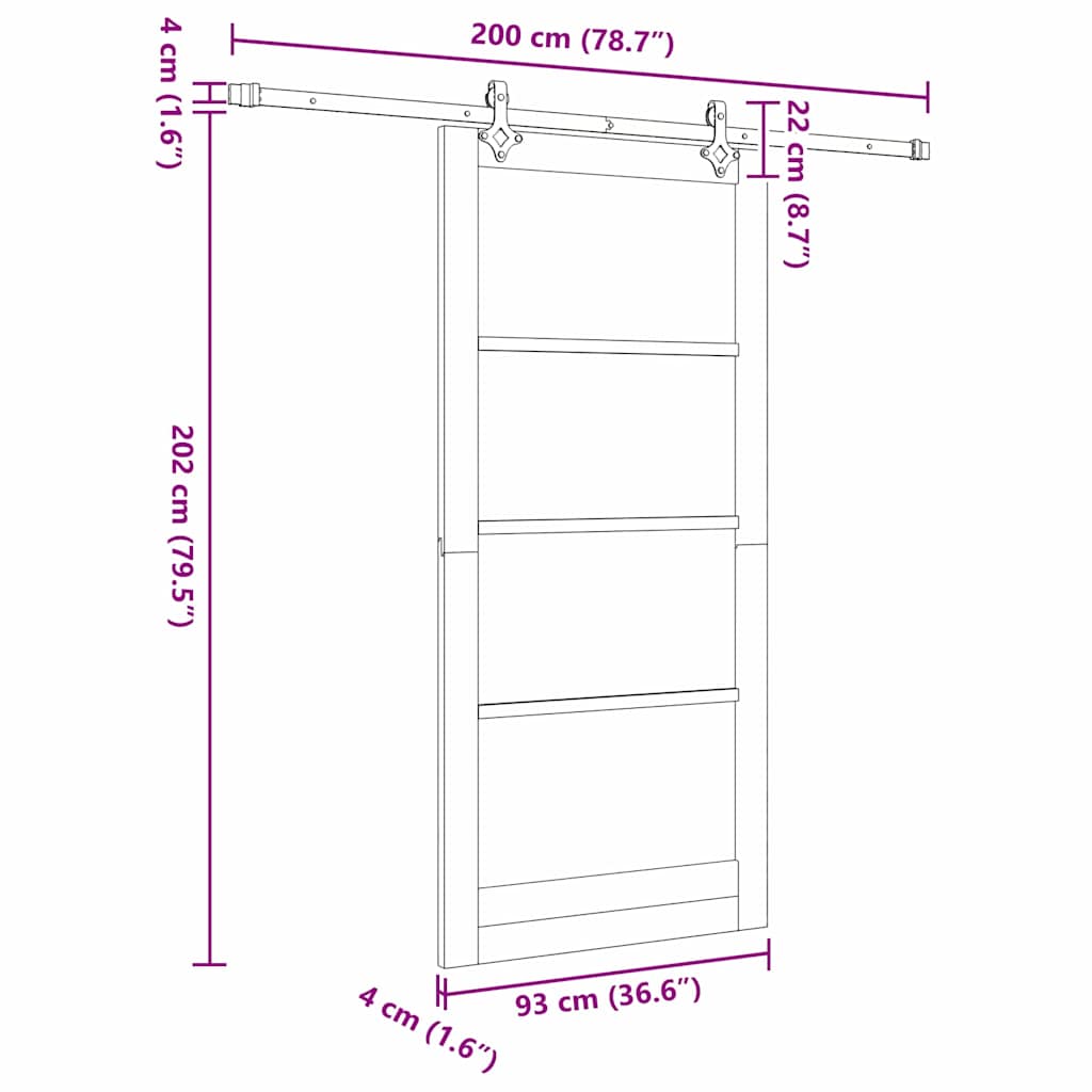 Klizna vrata Prirodna 93 x 202 cm Masivna borovina i staklo