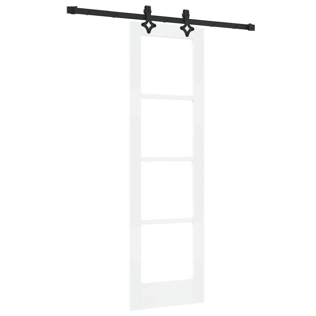 Klizna vrata Bijelo 61 x 198,5 cm Masivna borovina i staklo